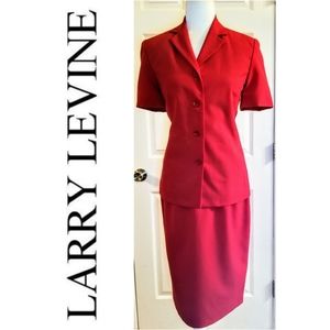 Larry Levine Suits Classic Red Skirt Suit Sz 4